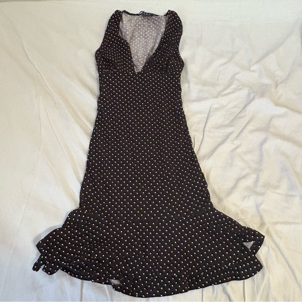 ❌SOLD❌ Motel Rocks LANAI MINI DRESS IN MICRO POLKA BROWN - Picture 5 of 6